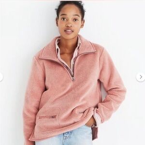 Madewell Super Soft Pink Half Zip Fleece Sherpa